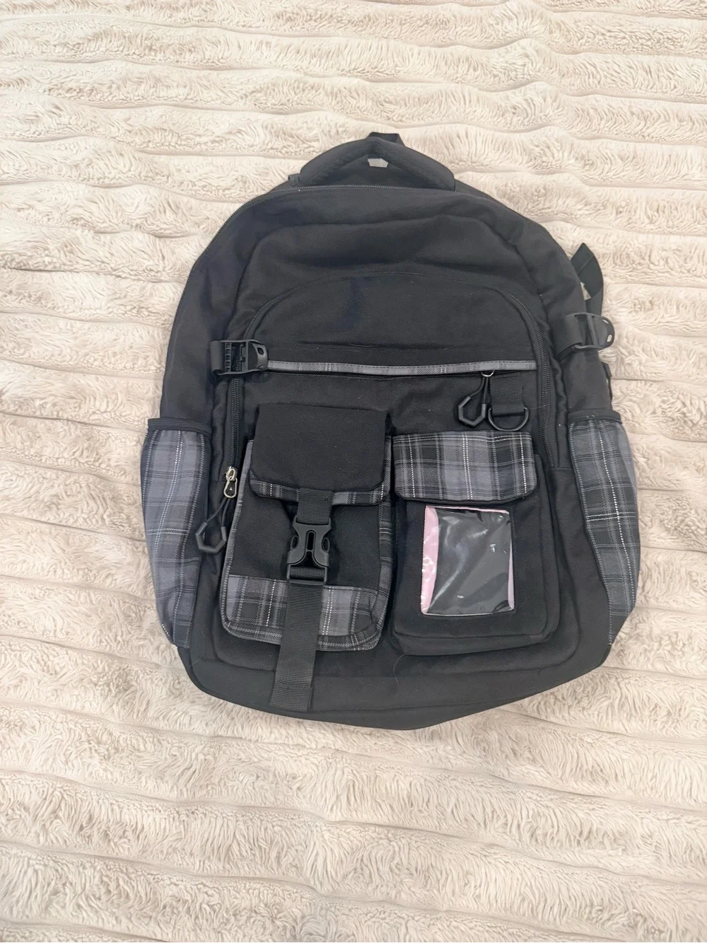 Girls Backpack with Plaid Accents